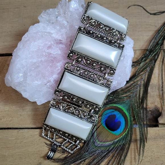 None | Jewelry | Vintage Wide Link Panel Bracelet | Poshmark